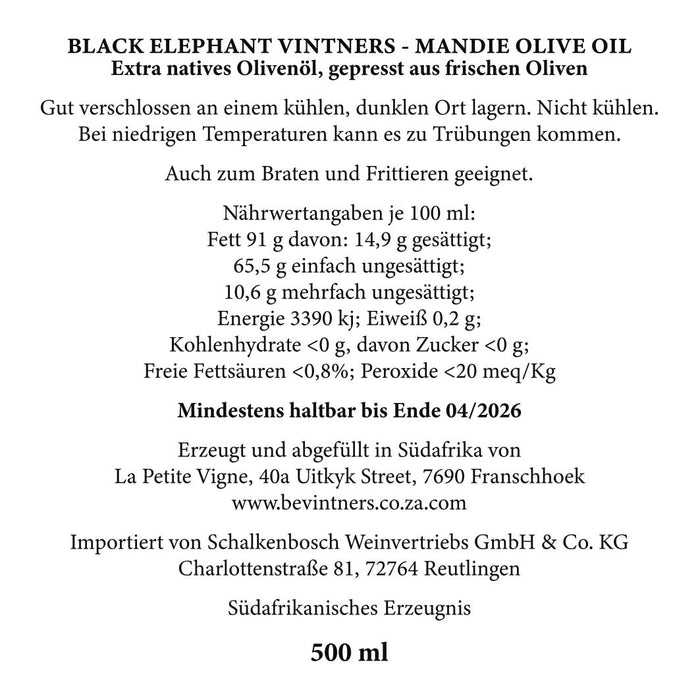 Mandie Olivenöl - Extra natives Olivenöl, gepresst aus frischen Oliven 0,5 Ltr.